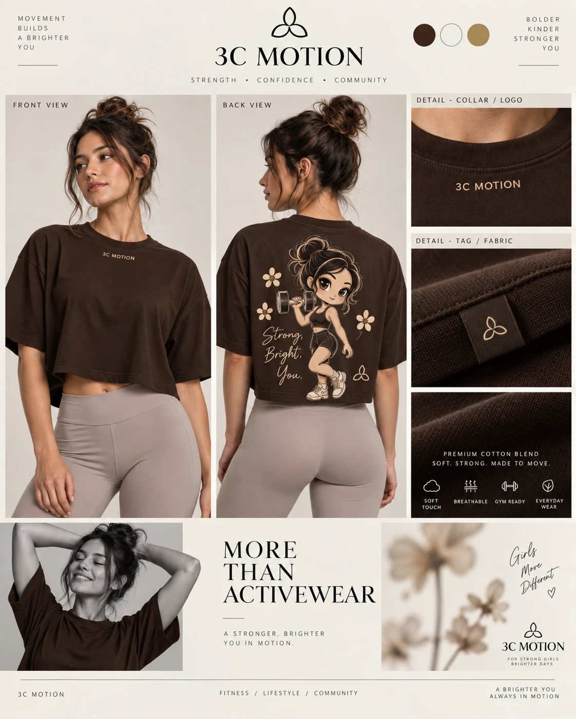 Detalhes do cropped feminino marrom
